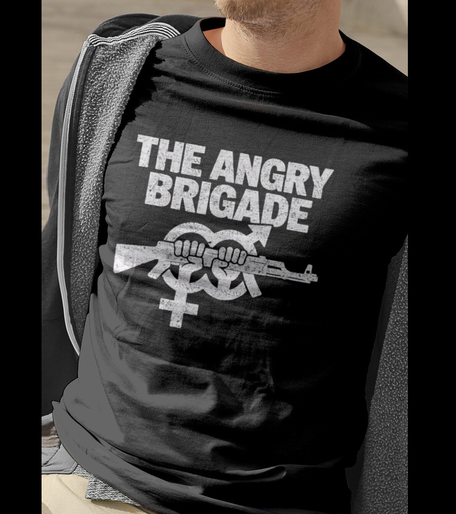 The Angry Brigade Symbol Fists Holding Rifle T-Shirt