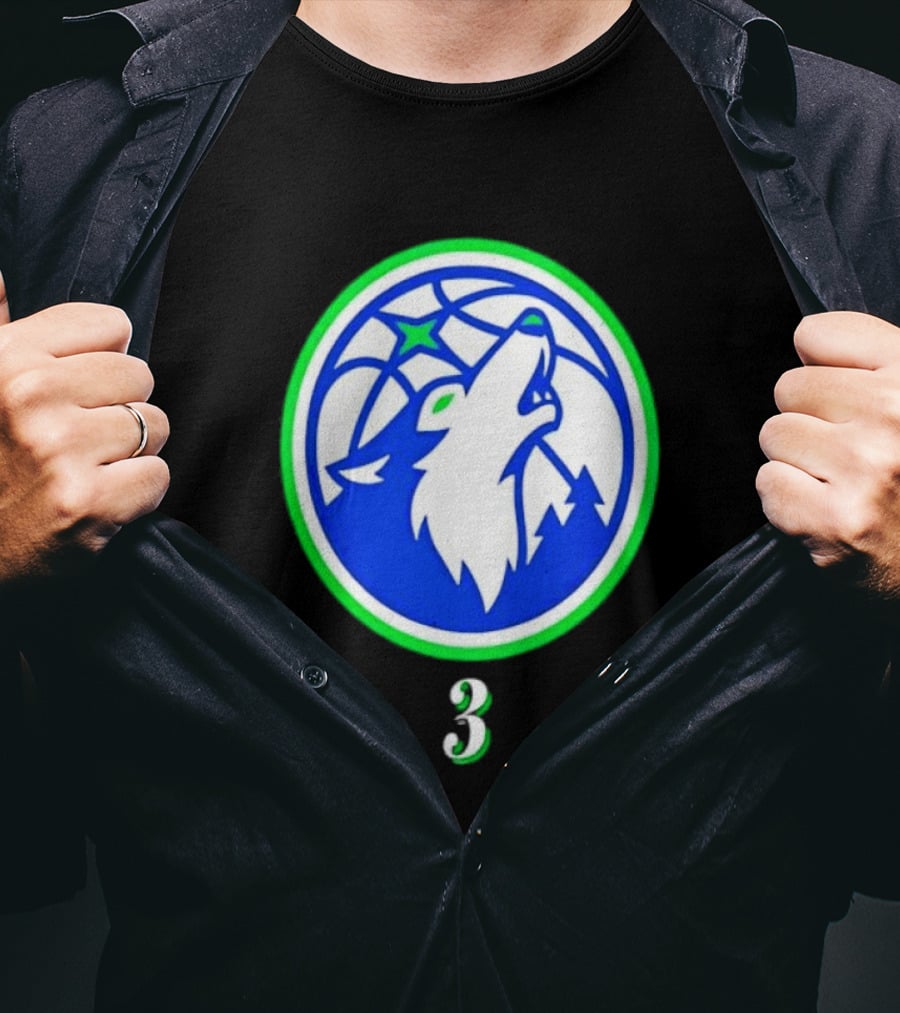 Jaden McDaniels Minnesota Timberwolves 3 Wolf Basketball T-Shirt