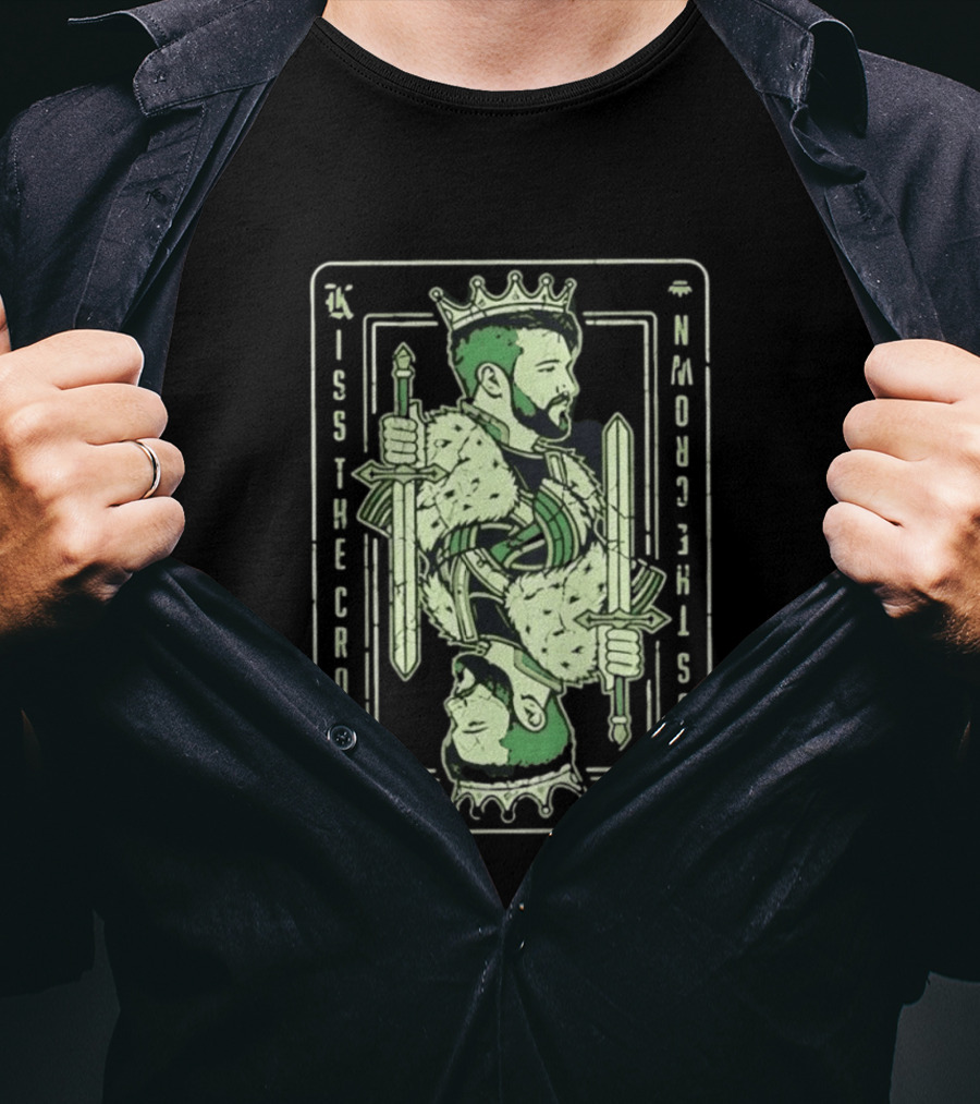 Kiss The Crown Bearded King With Dual Swords Playing Card T-Shirt