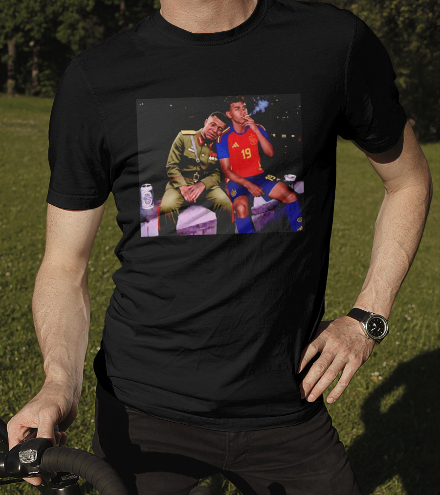 Kylian Mbappe And Lamine Yamal Smoking Spain Number 19 Soccer T-Shirt