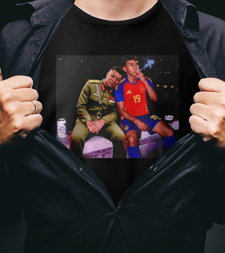 Kylian Mbappe And Lamine Yamal Smoking Spain Number 19 Soccer T-Shirt