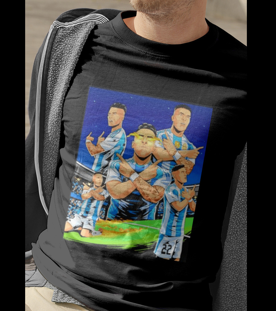 Lautaro Martinez Argentina National Team Collage Soccer Star Celebration T-Shirt