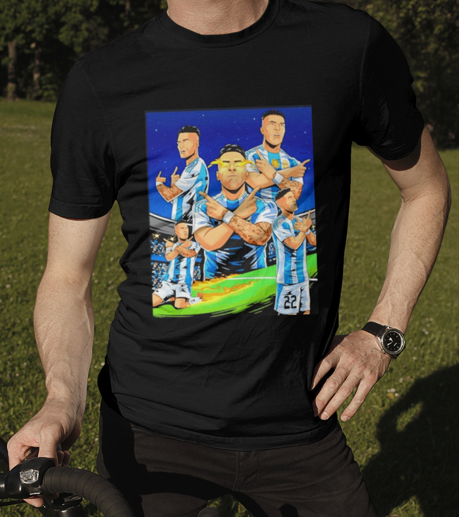 Lautaro Martinez Argentina National Team Collage Soccer Star Celebration T-Shirt