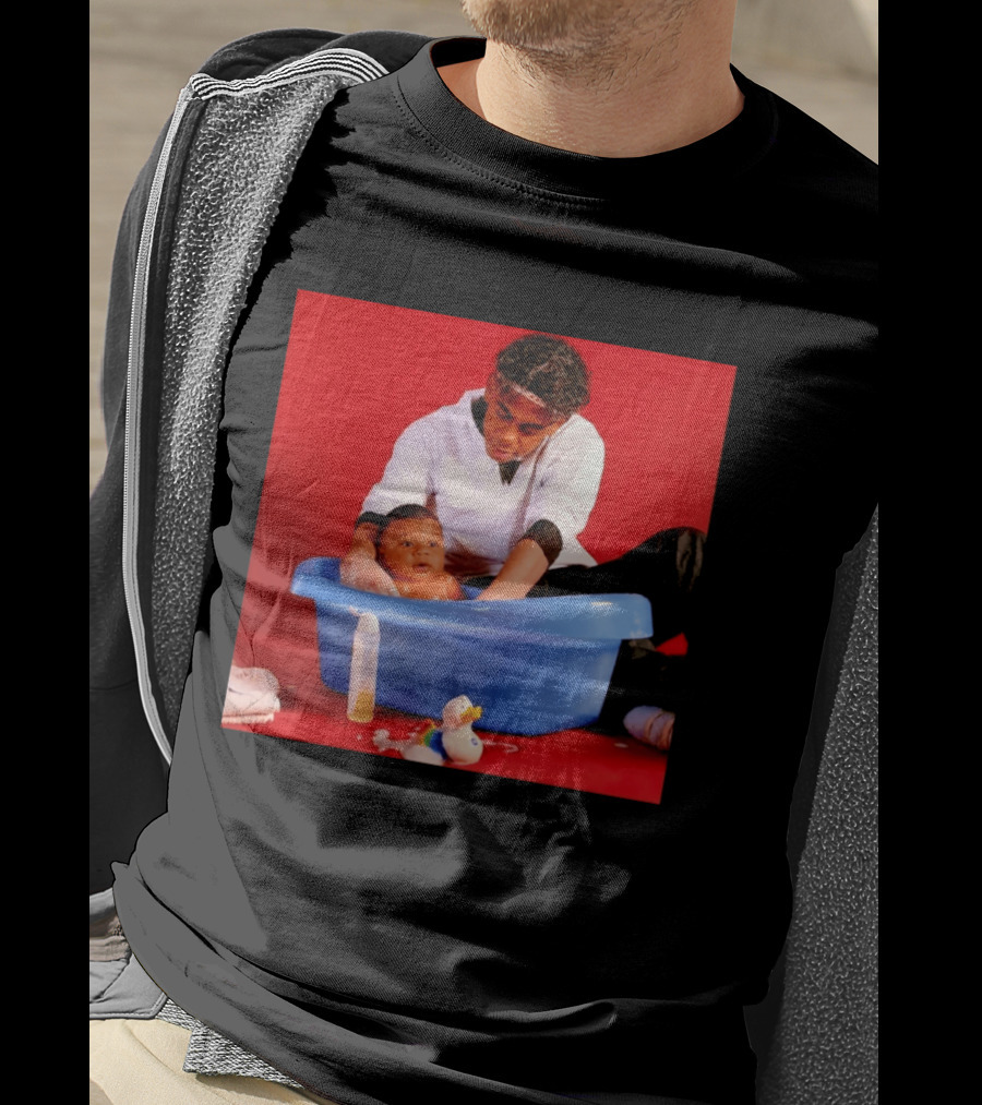 Mbappé Yamal Bath Time Meme With Baby In Blue Tub And Duck T-Shirt