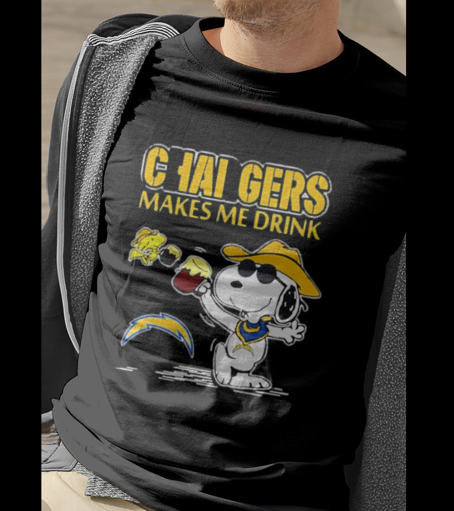 Snoopy Drinking Beer Chargers Makes Me Drink T-Shirt