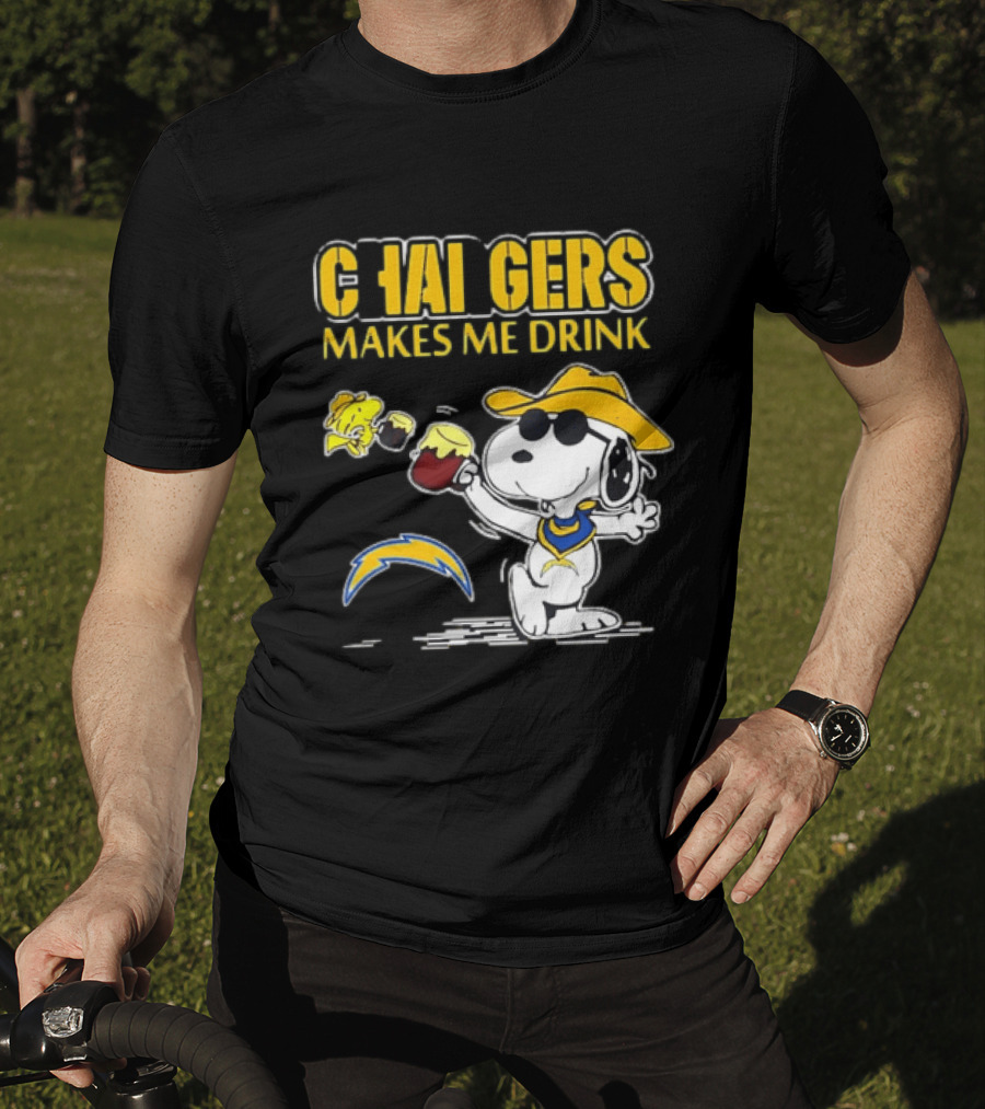Snoopy Drinking Beer Chargers Makes Me Drink T-Shirt