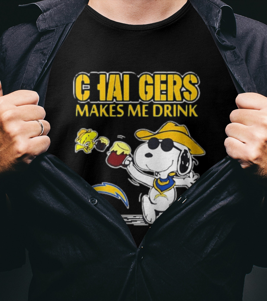 Snoopy Drinking Beer Chargers Makes Me Drink T-Shirt