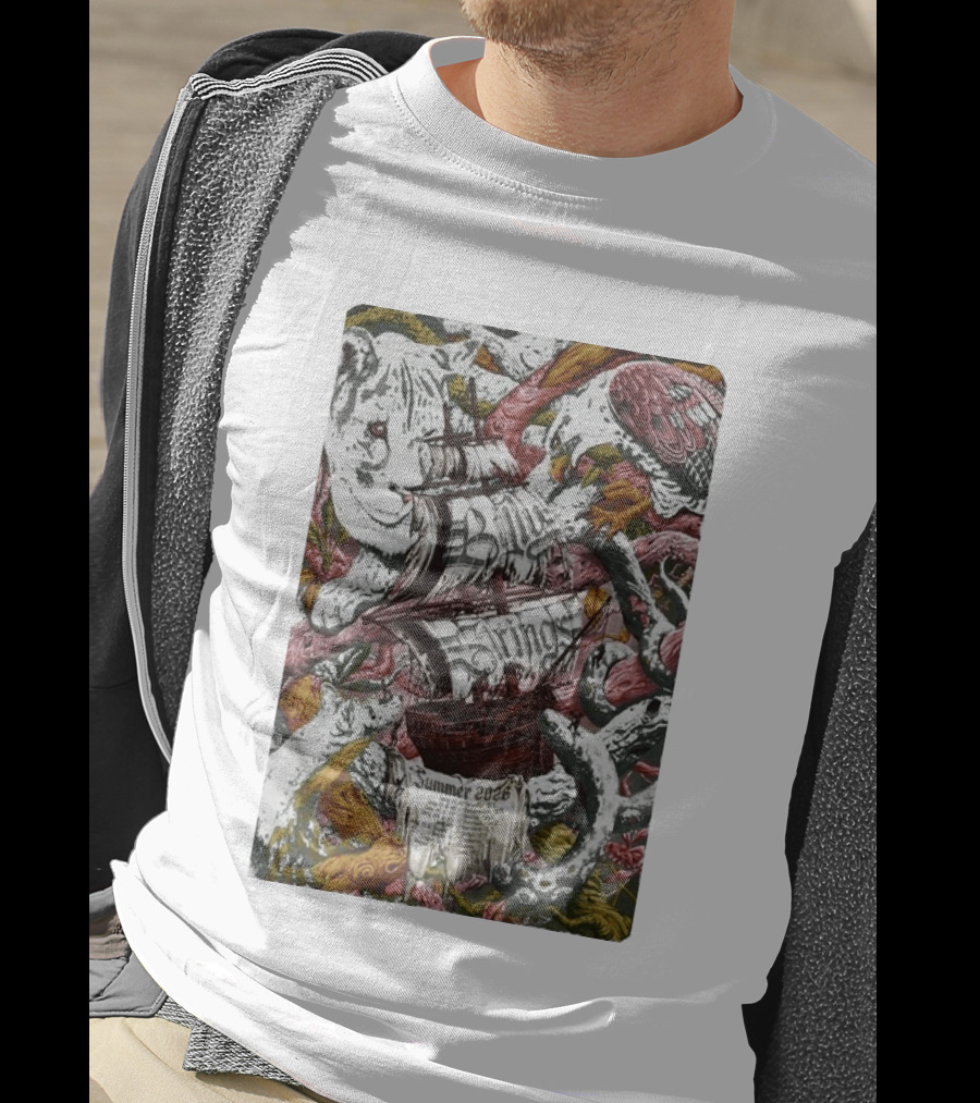 Billy Strings Summer 2026 Shows Pirate Ship And Wild Animals T-Shirt