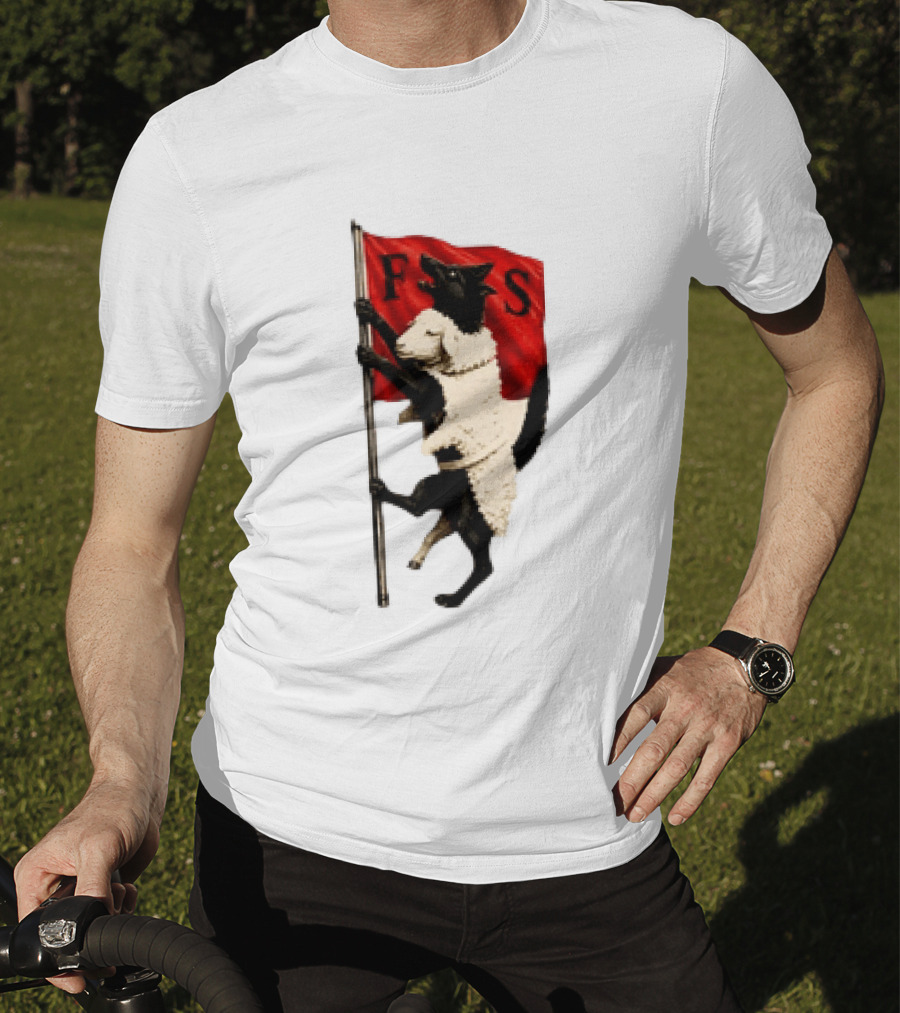 FS Black Cat Carrying Lamb Red Flag T-Shirt