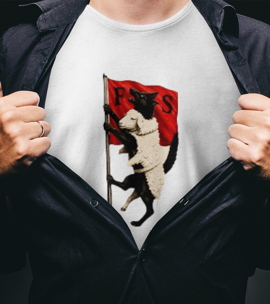 FS Black Cat Carrying Lamb Red Flag T-Shirt