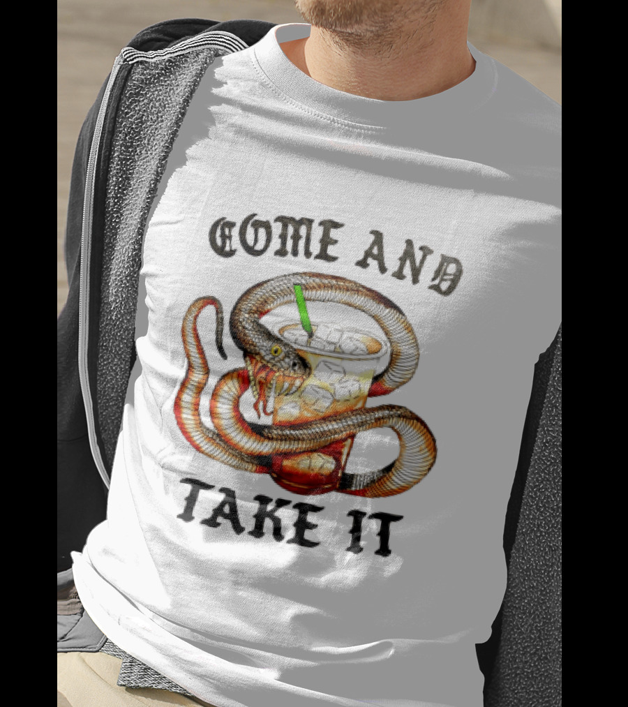 Come And Take It Snake Wrapped Around Iced Coffee Cup T-Shirt