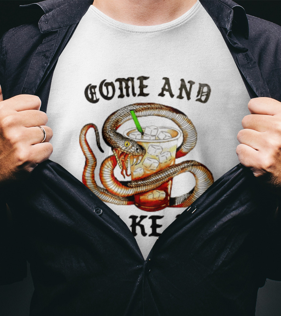 Come And Take It Snake Wrapped Around Iced Coffee Cup T-Shirt