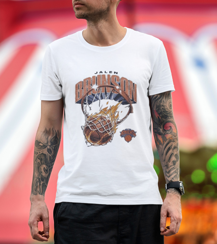 Jalen Brunson New York Knicks Basketball On Fire T-Shirt