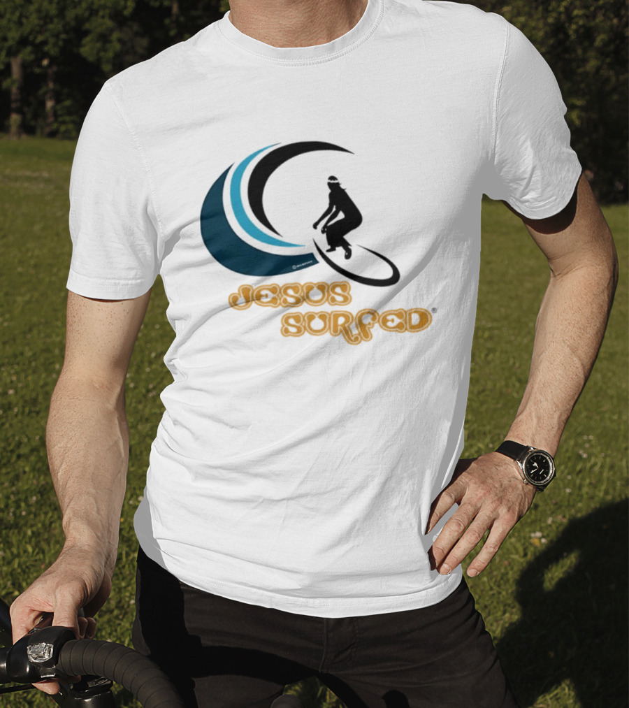 Jesus Surfed Christianity Faith Surfing T-Shirt