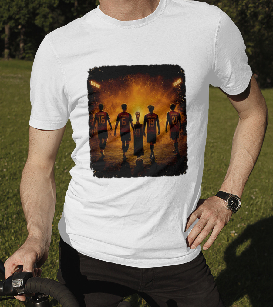Spain National Football Team Rodrigo Merino Lamine Yamal Oyarzabal Trophy 2026 T-Shirt
