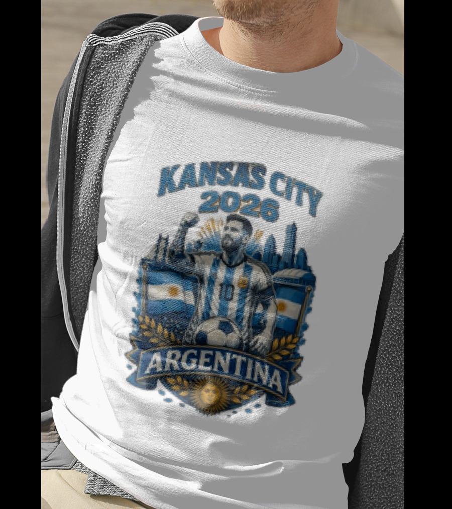 Kansas City 2026 Argentina Lionel Messi No 10 Flag Skyline T-Shirt