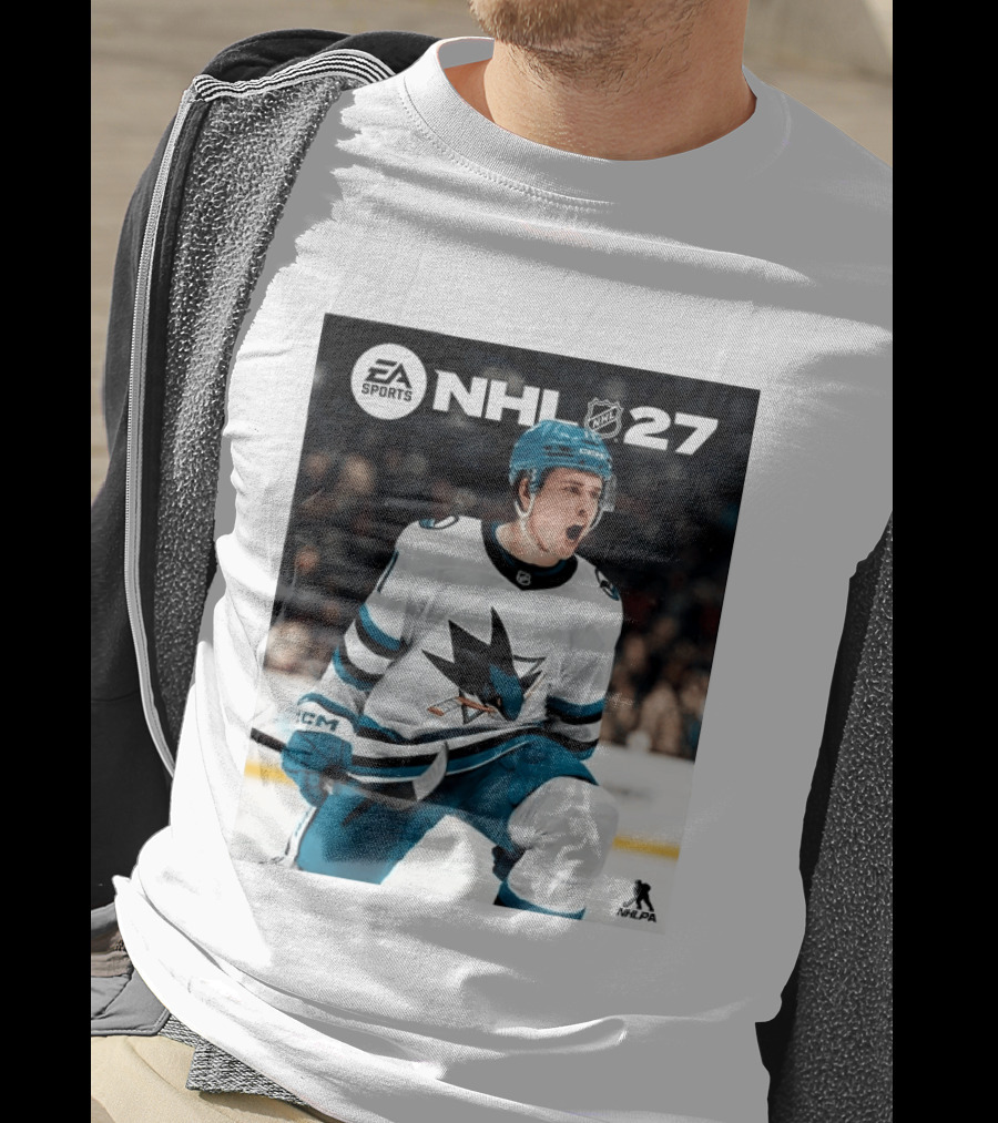 EA Sports NHL 27 Macklin Celebrini San Jose Sharks Cover Athlete NHLPA T-Shirt