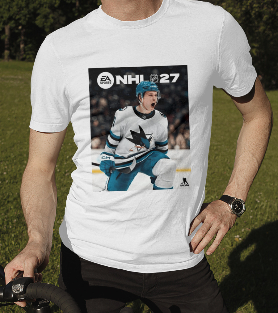 EA Sports NHL 27 Macklin Celebrini San Jose Sharks Cover Athlete NHLPA T-Shirt