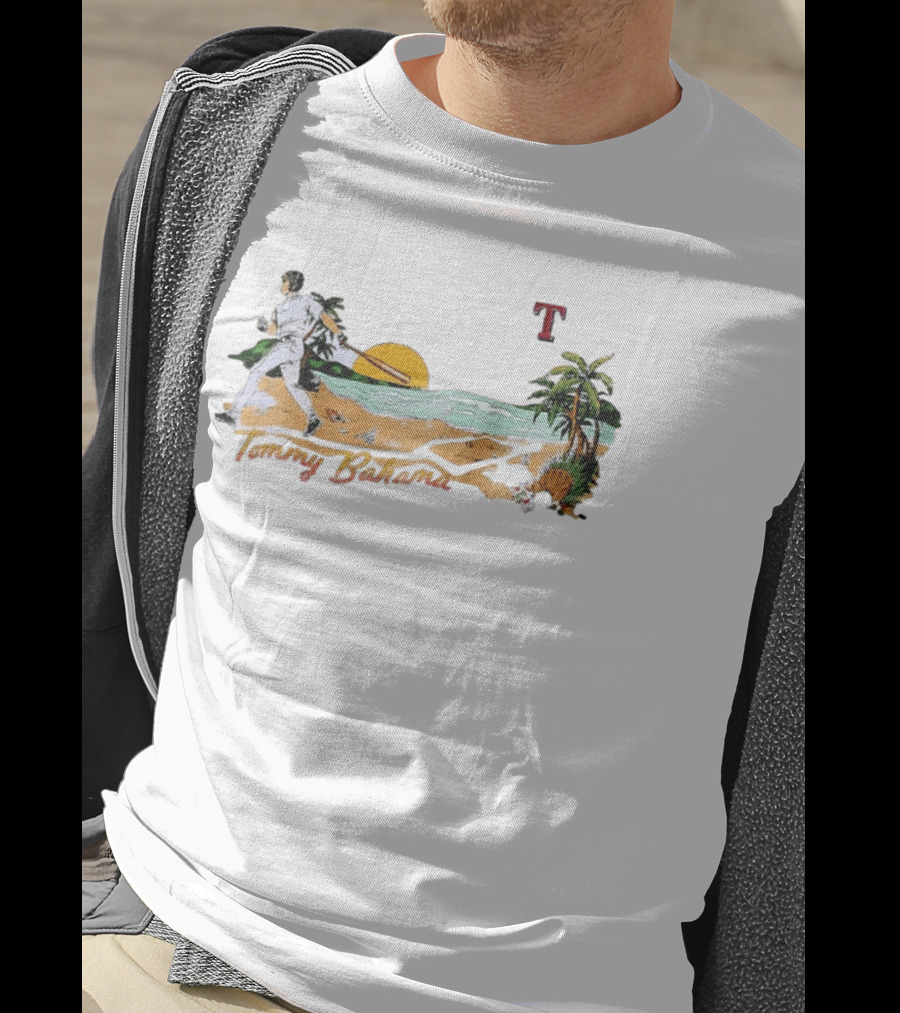Tommy Bahama Baseball Texas Rangers Sunset Beach Scene T-Shirt