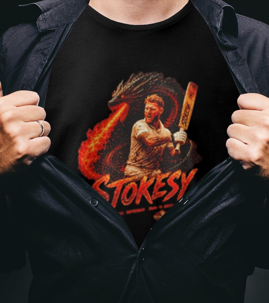 Ben Stokes England Cricket Team STOKESY Built Different Born To Battle Fiery Dragon T-Shirt