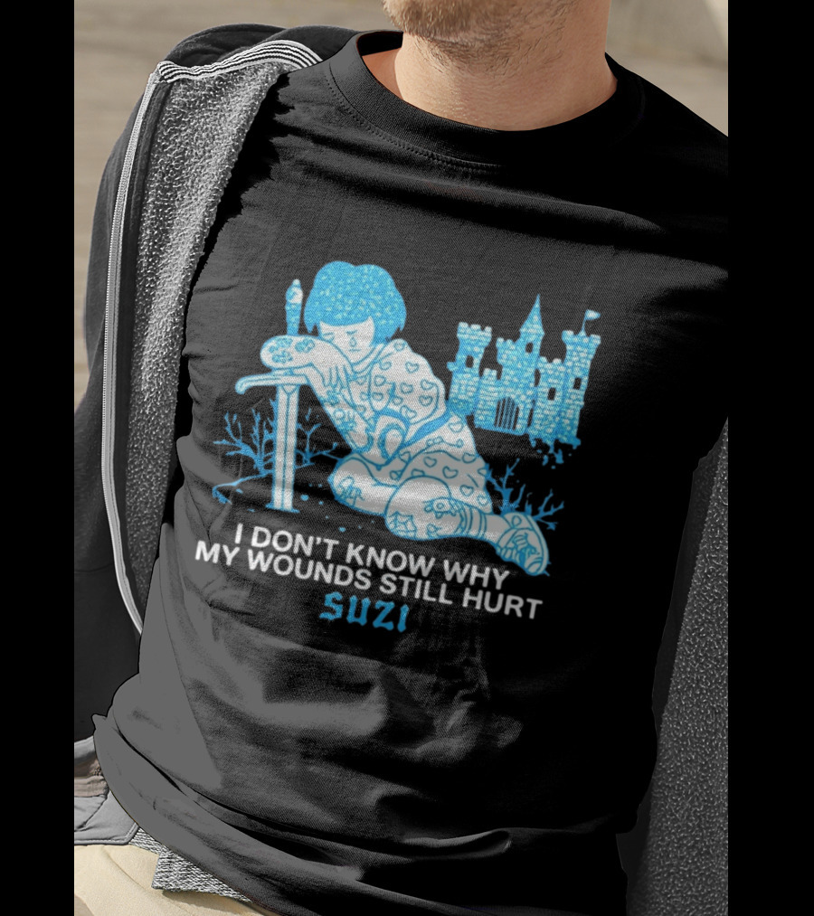 I Don't Know Why My Wounds Still Hurt Suzi Sad Blue Cartoon Castle T-Shirt