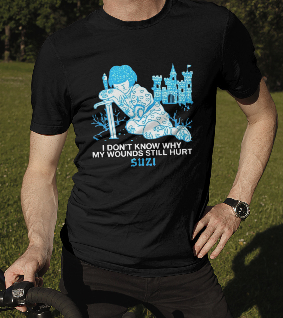I Don't Know Why My Wounds Still Hurt Suzi Sad Blue Cartoon Castle T-Shirt