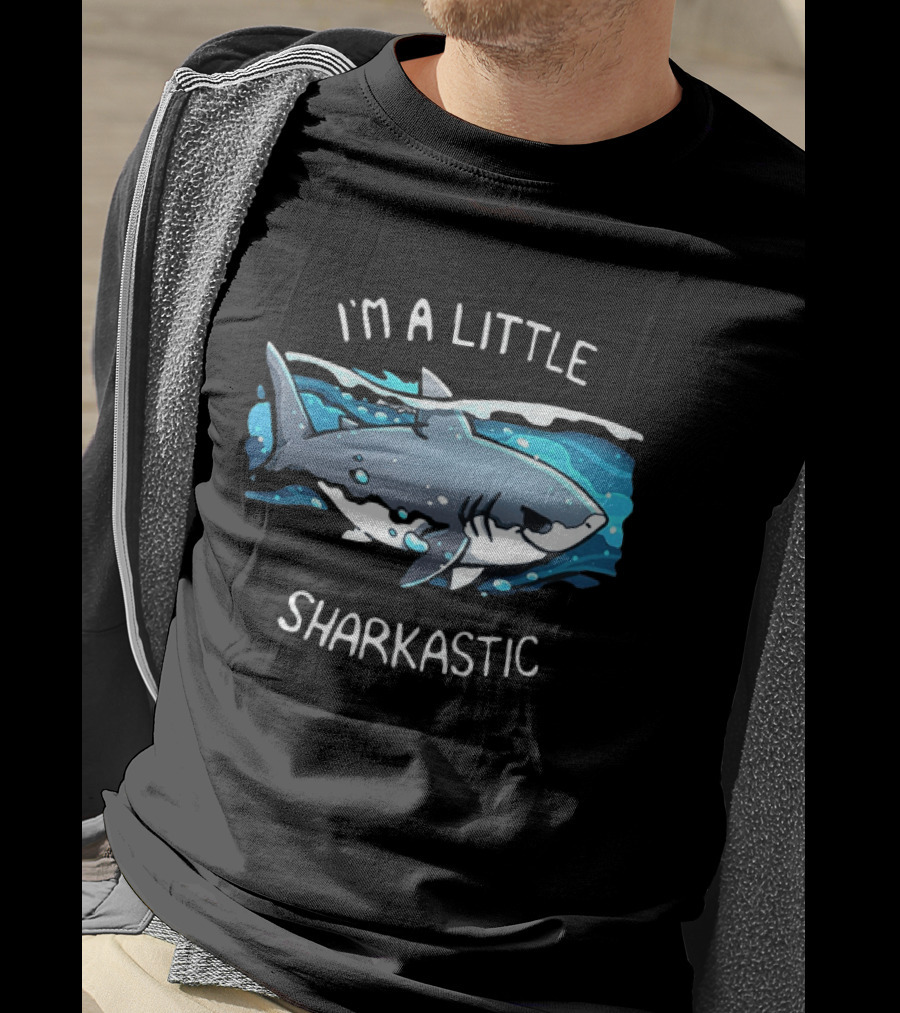 I'm A Little Sharkastic Playful Shark Ocean Humor T-Shirt