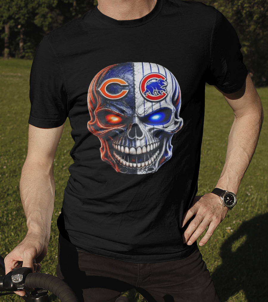 Chicago Bears Cubs Skull Split T-Shirt