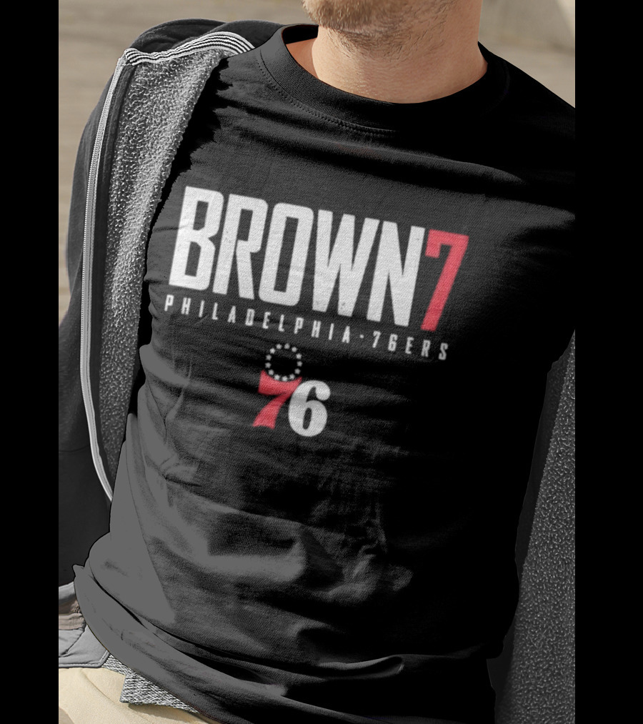 BROWN 7 Philadelphia 76ers 76 Circle Stars T-Shirt