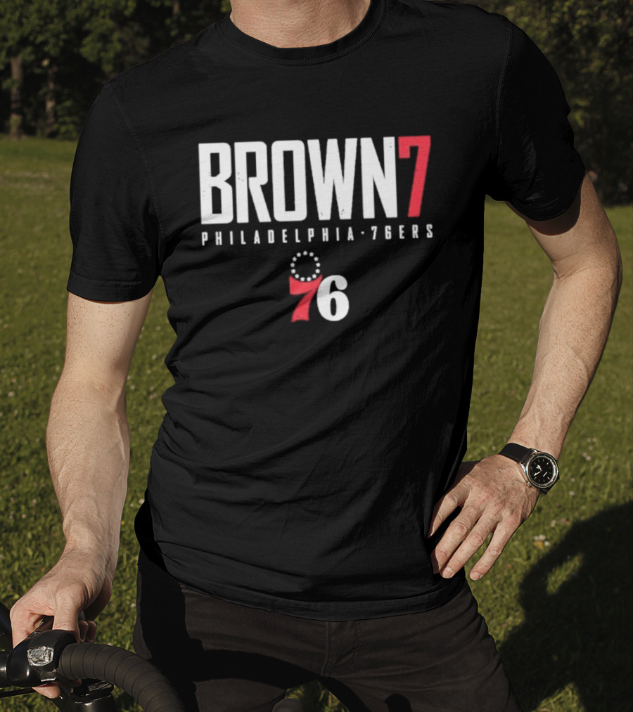 BROWN 7 Philadelphia 76ers 76 Circle Stars T-Shirt