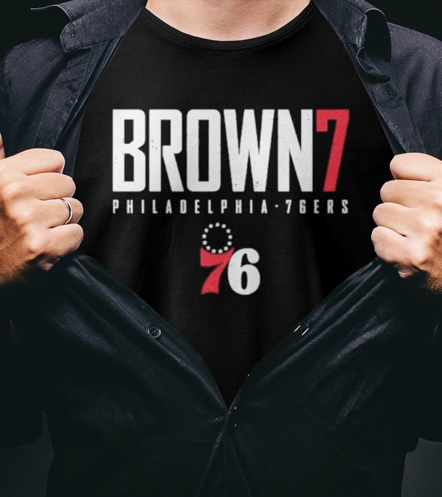 BROWN 7 Philadelphia 76ers 76 Circle Stars T-Shirt
