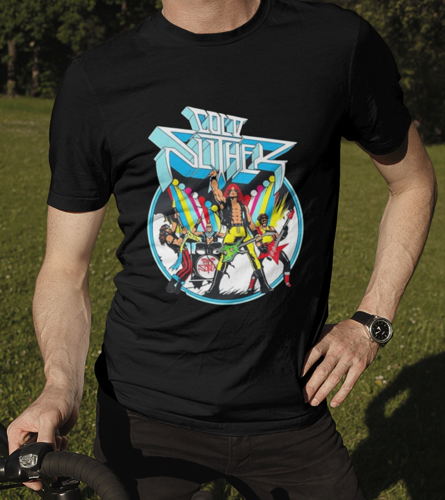Cold Slither Band Members Rocking Live Performance Retro Vibes T-Shirt