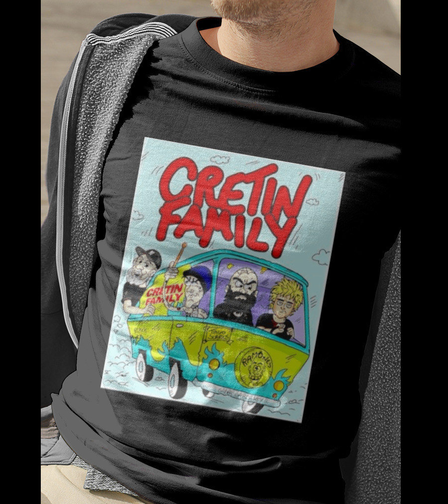 Cretin Family Punk Ramones Gabba Gabba Hey Van Cartoon T-Shirt