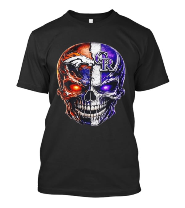 Denver Broncos Colorado Rockies Split Skull Team Spirit T-Shirt