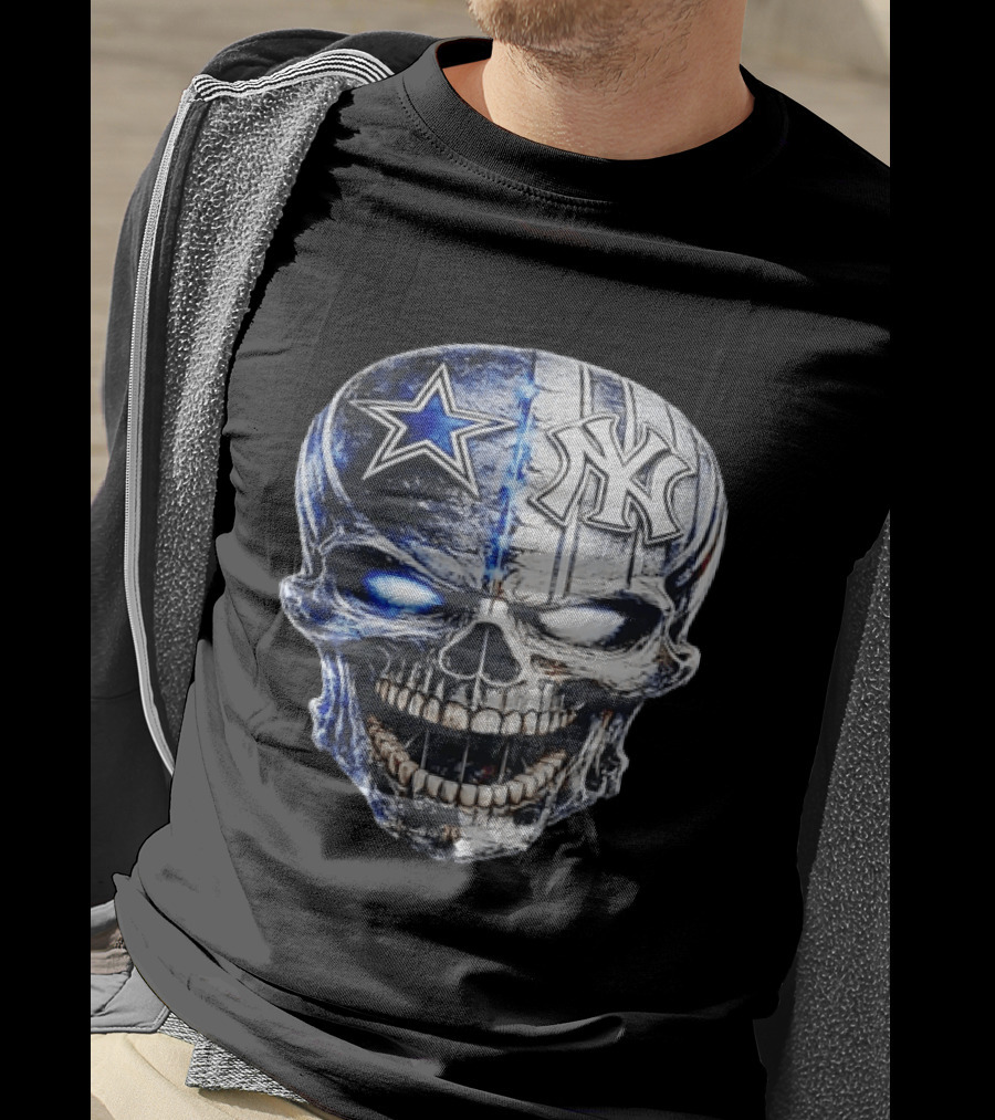 Dallas Cowboys Star New York Yankees Skull T-Shirt