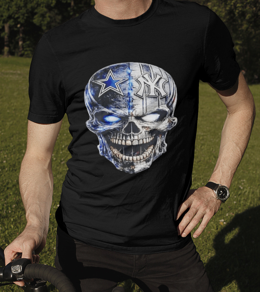 Dallas Cowboys Star New York Yankees Skull T-Shirt