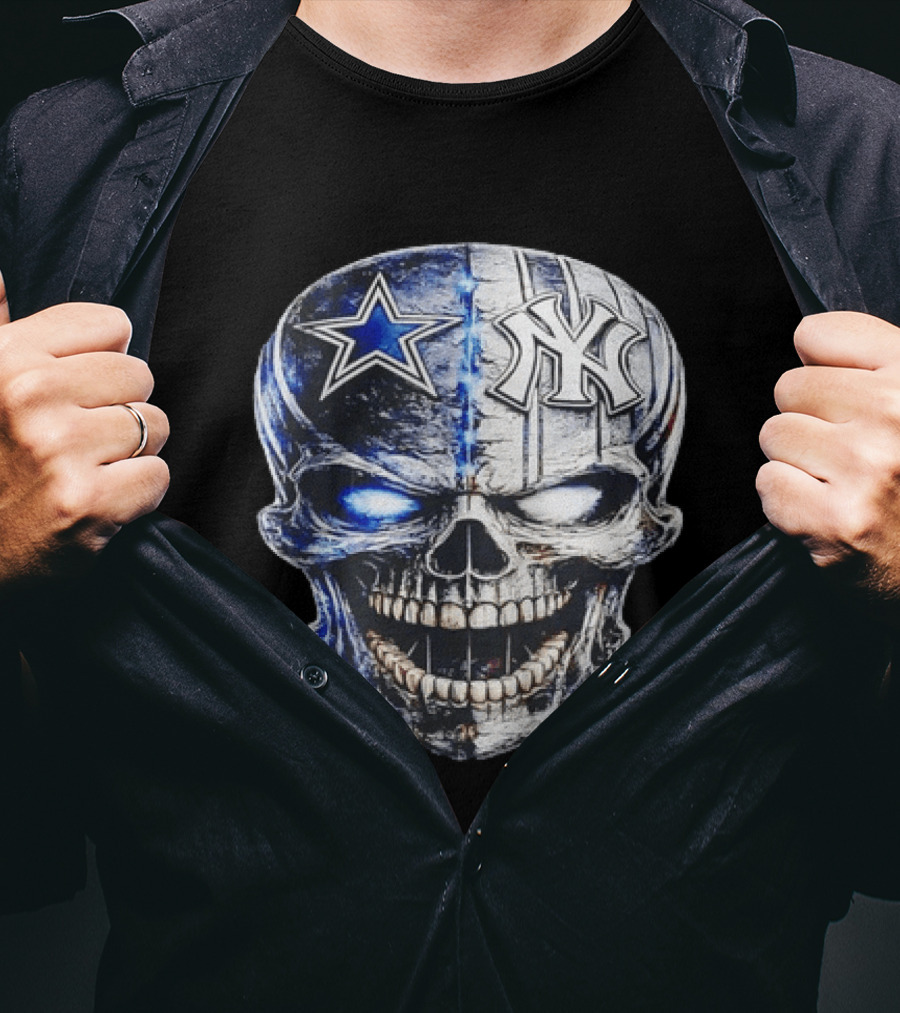 Dallas Cowboys Star New York Yankees Skull T-Shirt