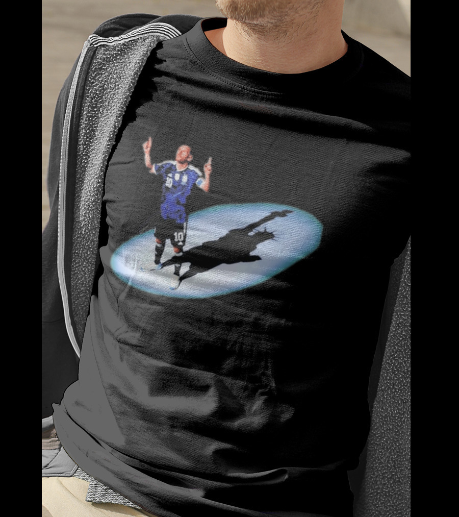 Lionel Messi Iconic Argentina Celebration With Liberty Shadow T-Shirt