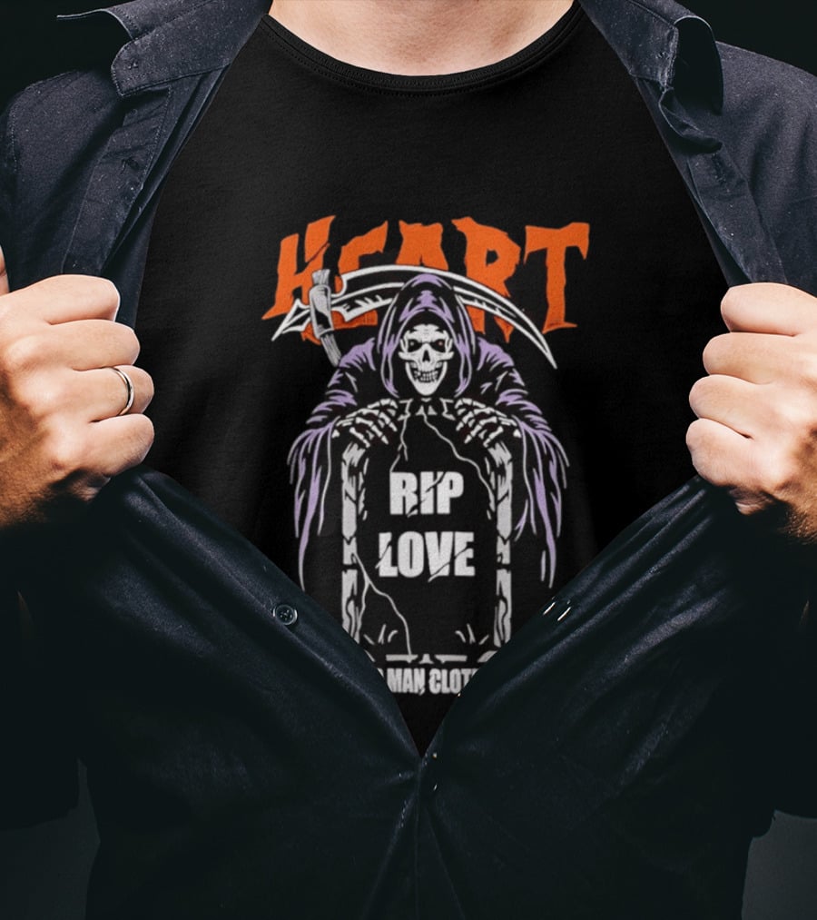 Heart Rip Love Grim Reaper Dead Man Clothing T-Shirt