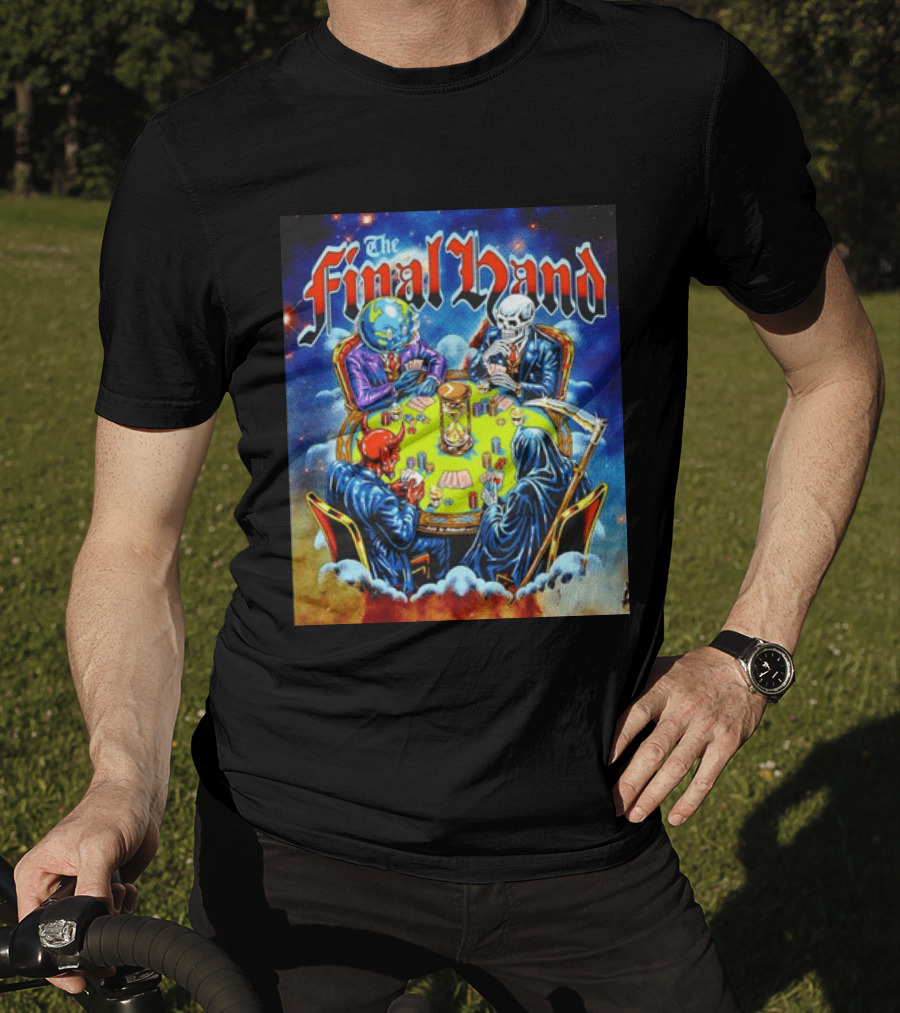 The Final Hand Poker Game Skeleton Grim Reaper Skull Players Atmosphere T-Shirt