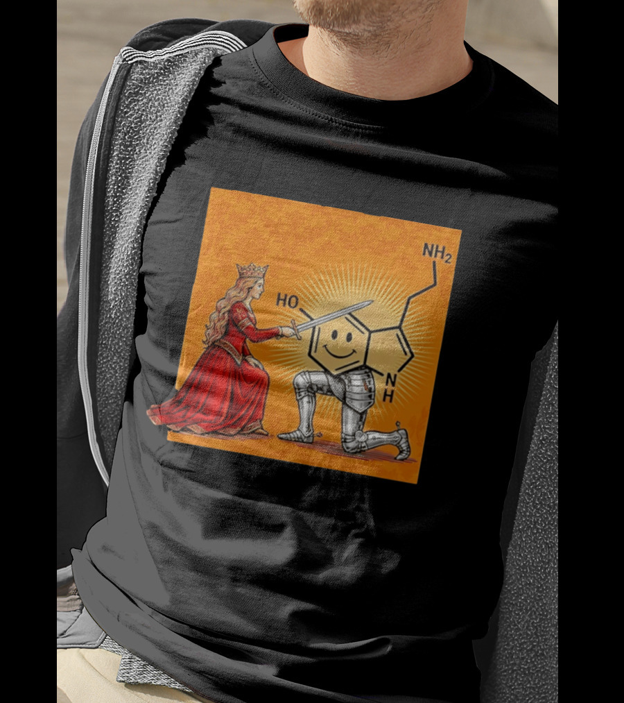 Sir Otonin Serotonin Molecule Knight Queen Chemistry T-Shirt