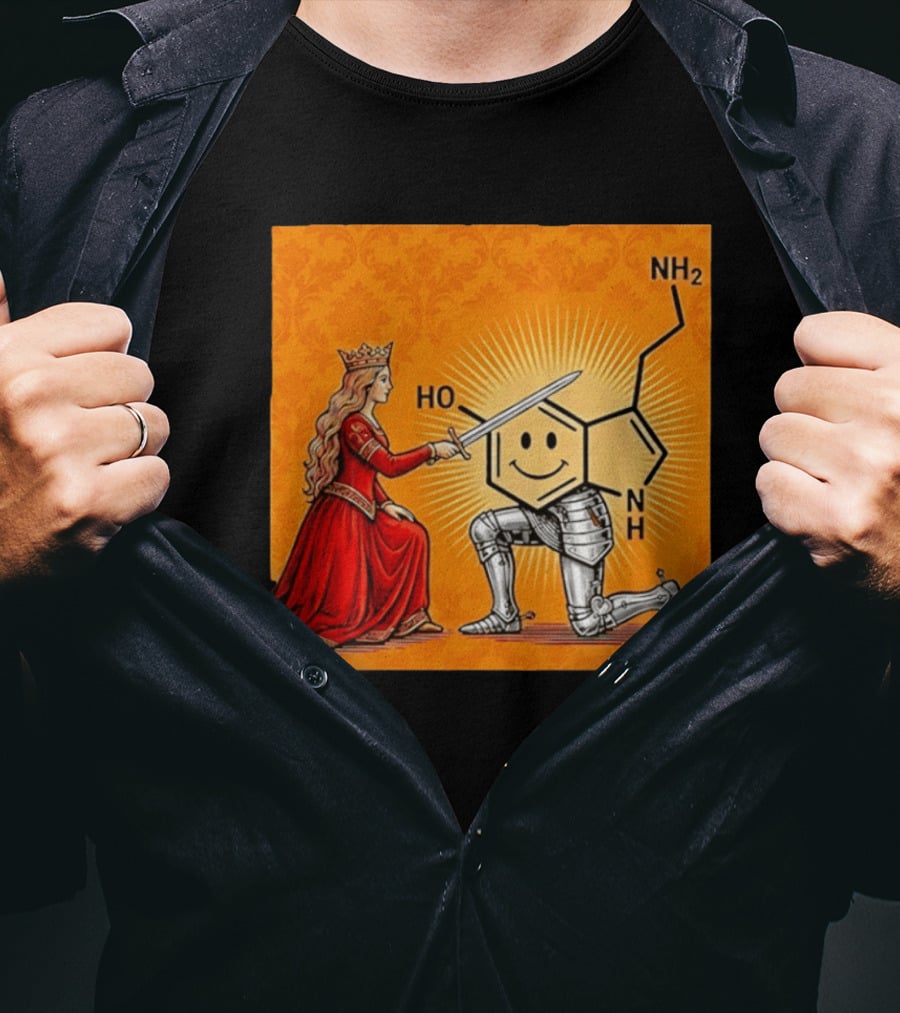 Sir Otonin Serotonin Molecule Knight Queen Chemistry T-Shirt