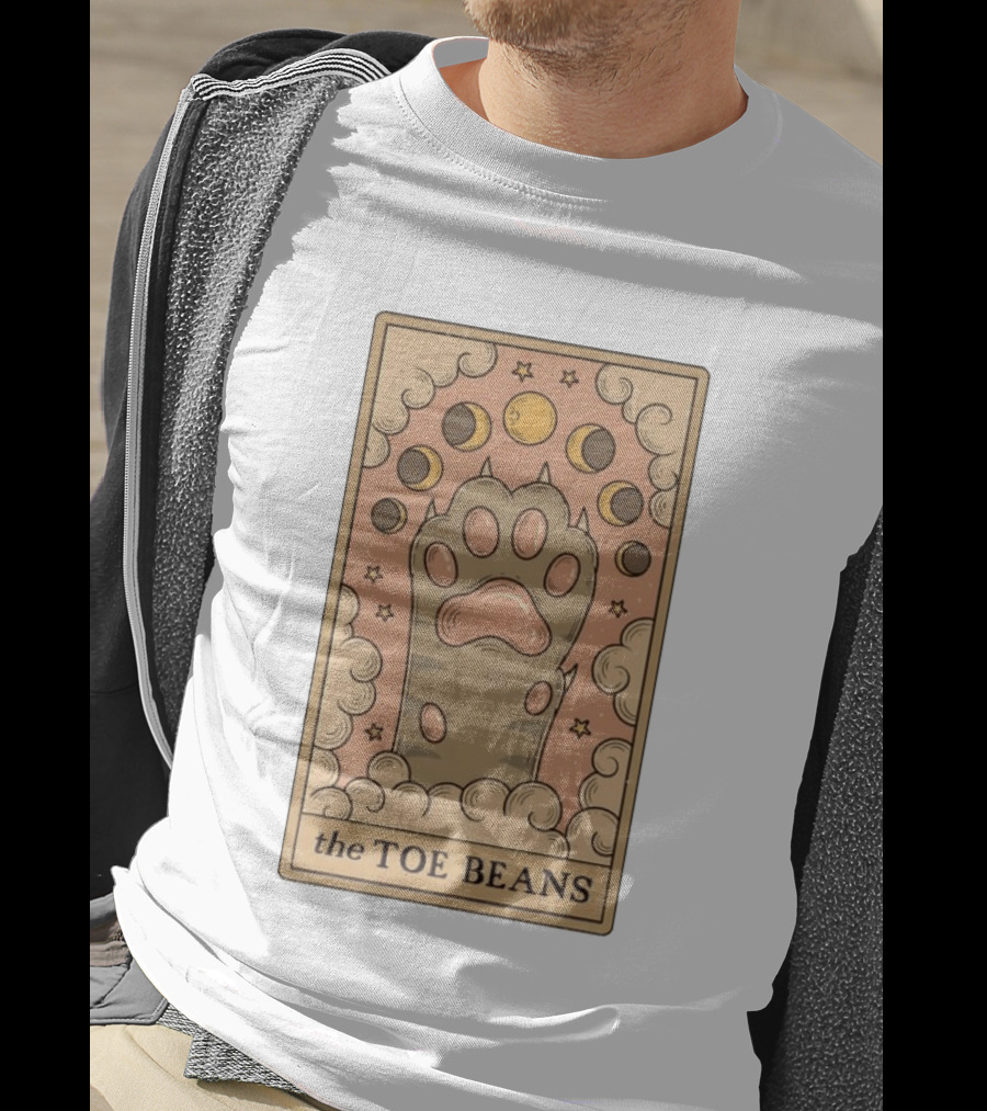 Cat Paw Toe Beans Tarot Moon Phases Card T-Shirt