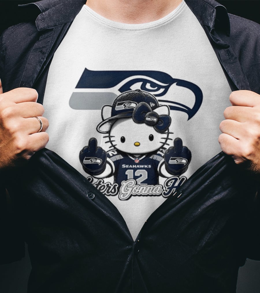 Hello Kitty Seattle Seahawks Haters Gonna Hate Middle Finger 12 T-Shirt