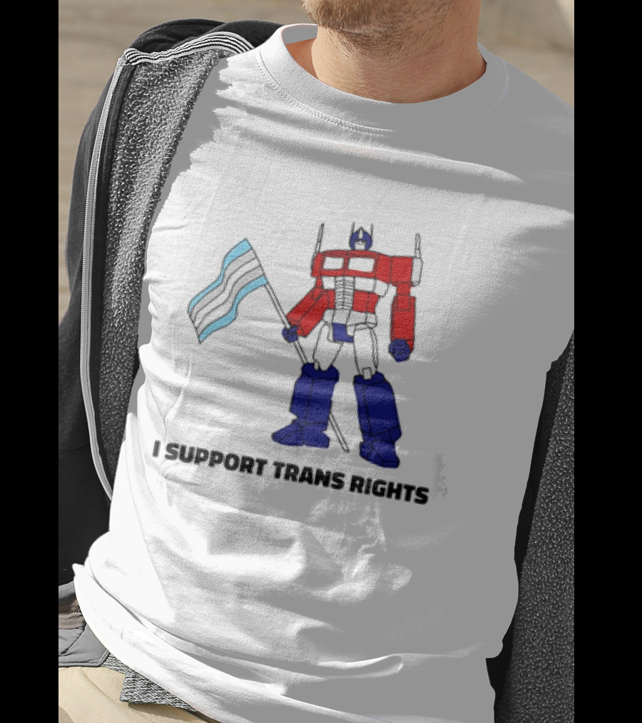I Support Trans Rights Robot With Flag T-Shirt