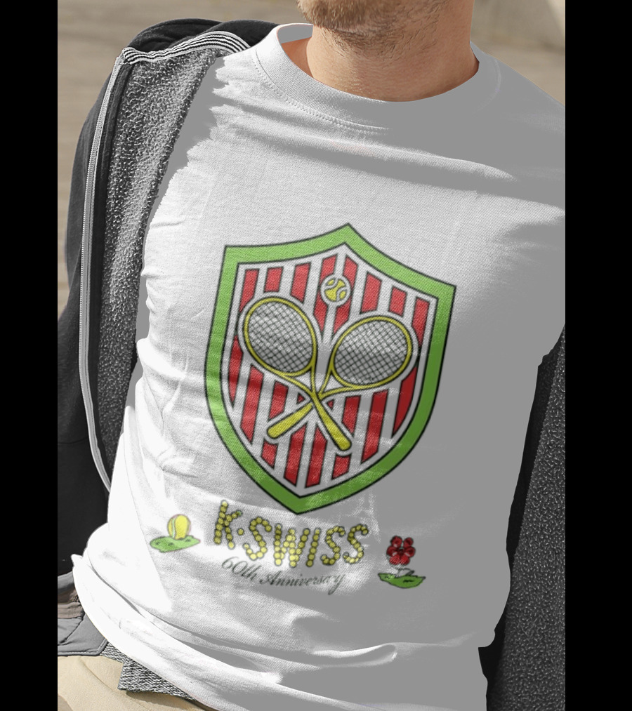 K Swiss 60th Anniversary Tennis Racquets Shield Retro Sports T-Shirt