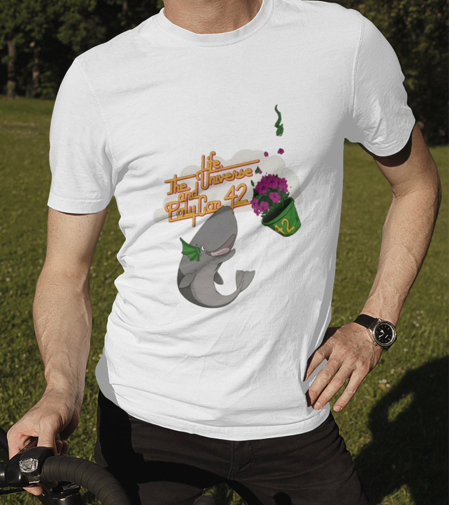 Life The Universe And Poly Con 42 Whale And Flowerpot T-Shirt