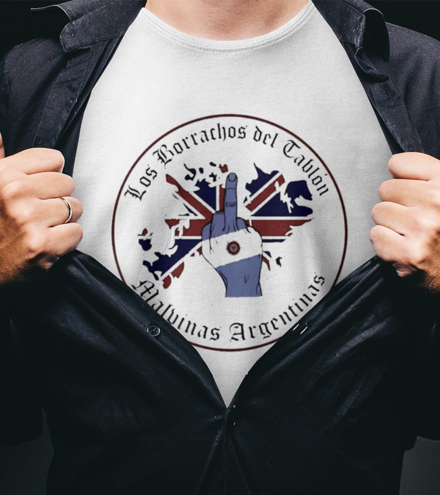 Los Borrachos Del Tablón Malvinas Argentinas Middle Finger Flag T-Shirt