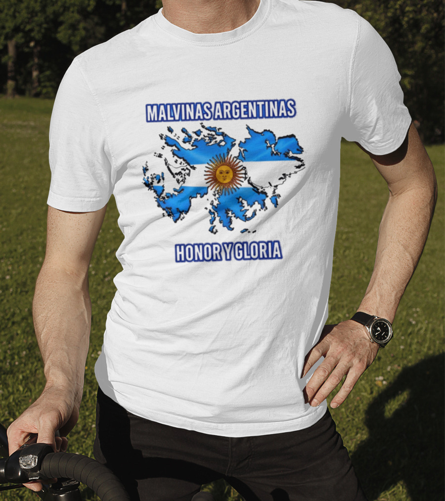 Malvinas Argentinas Honor Y Gloria Sun Symbol Map T-Shirt