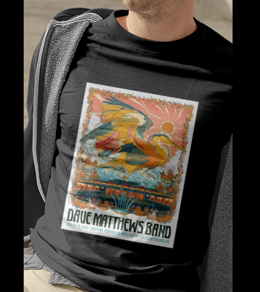 Dave Matthews Band July 17 18 2026 Saratoga Performing Arts Center Heron Art Saratoga Springs NY T-Shirt